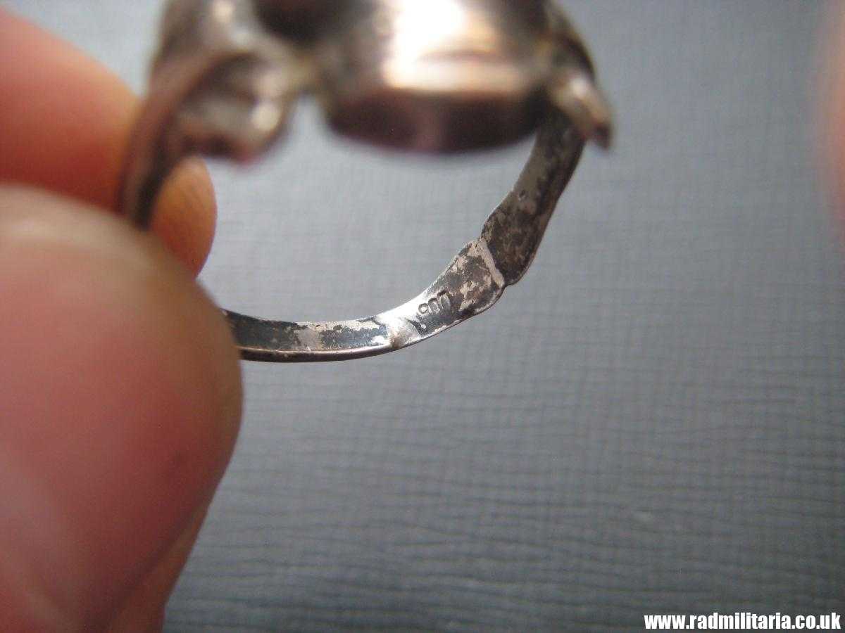 & WW2 original Waffen SS officer - SKULL RING, DEATH HEAD RING, silver "800". - Image 24