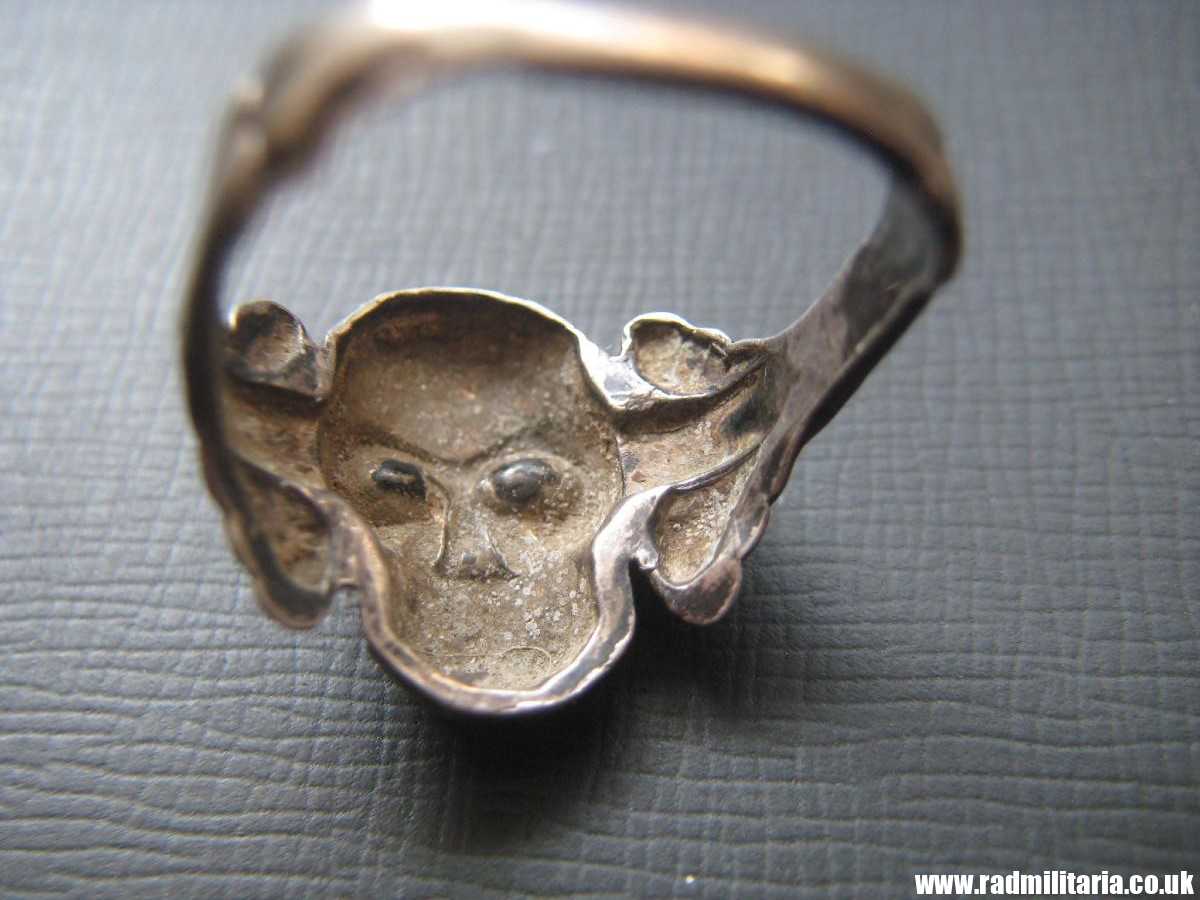 & WW2 original Waffen SS officer - SKULL RING, DEATH HEAD RING, silver "800". - Image 30