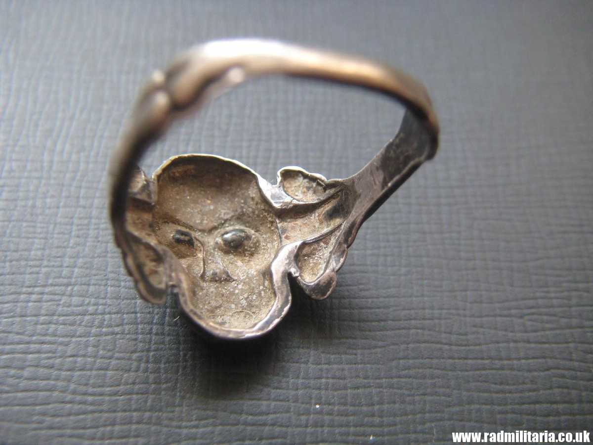 & WW2 original Waffen SS officer - SKULL RING, DEATH HEAD RING, silver "800". - Image 31