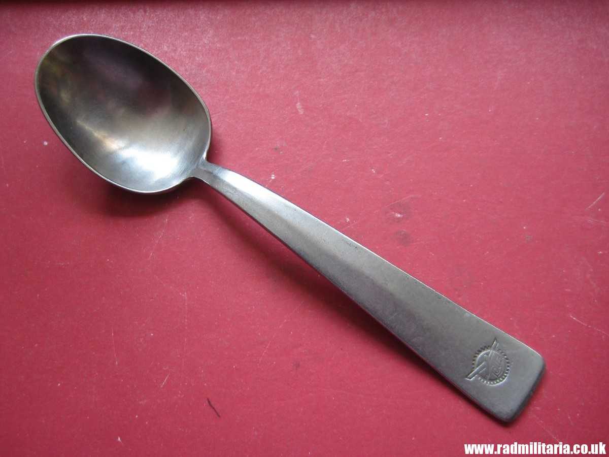 & WW2 German TEA SPOON with swastika, maker: HMZ Rostfrei - LEITZ M.D.A Sch.d.A. good condition, rare !! - Image 6
