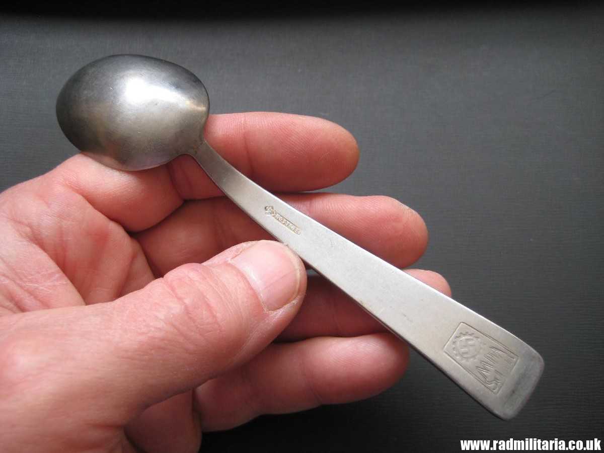 & WW2 German TEA SPOON with swastika, maker: HMZ Rostfrei - LEITZ M.D.A Sch.d.A. good condition, rare !! - Image 27