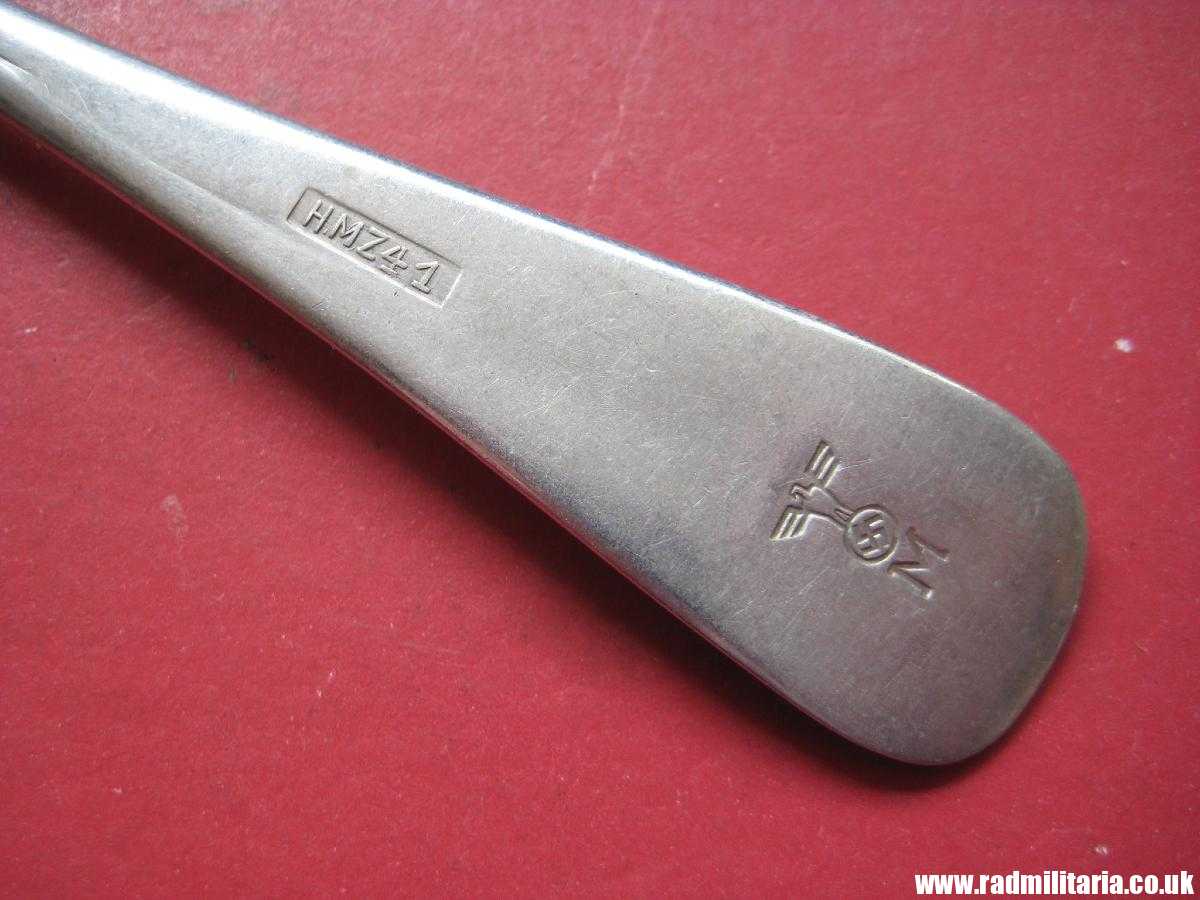 & WW2 original German KRIEGSMARINE FORK aluminum marked: "M" and "HMZ 41" 3rd REICH CUTLERY. - Image 4