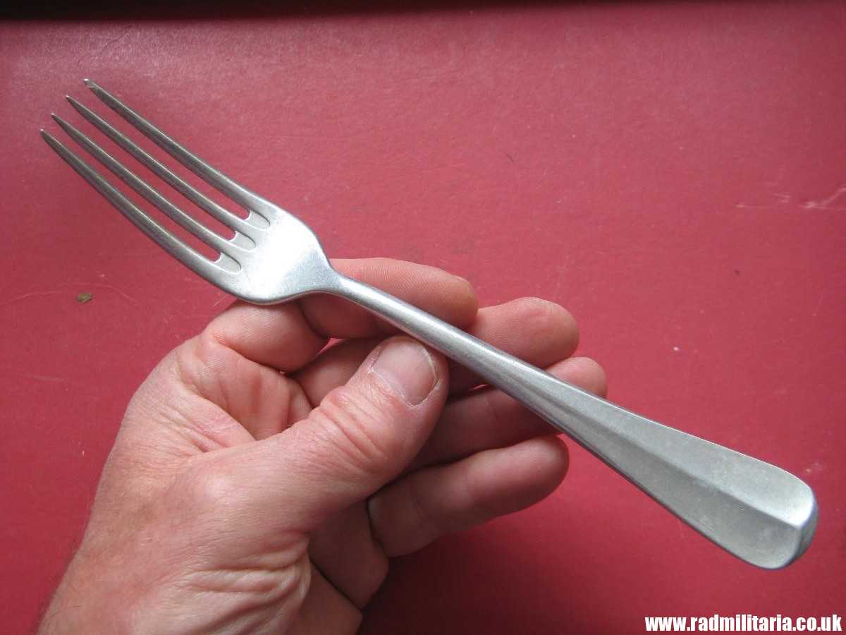 & WW2 original German KRIEGSMARINE FORK aluminum marked: "M" and "HMZ 41" 3rd REICH CUTLERY. - Image 10