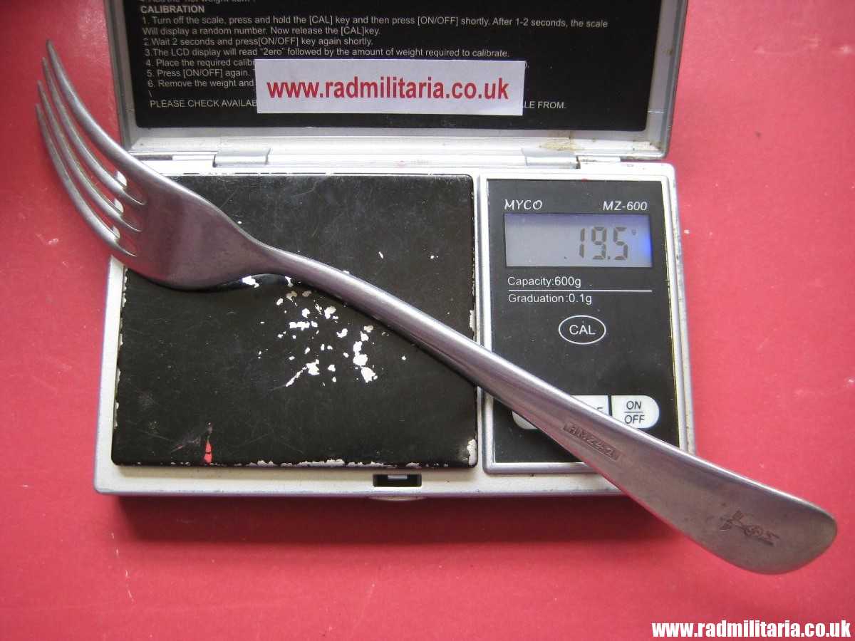 & WW2 original German KRIEGSMARINE FORK aluminum marked: "M" and "HMZ 41" 3rd REICH CUTLERY. - Image 20