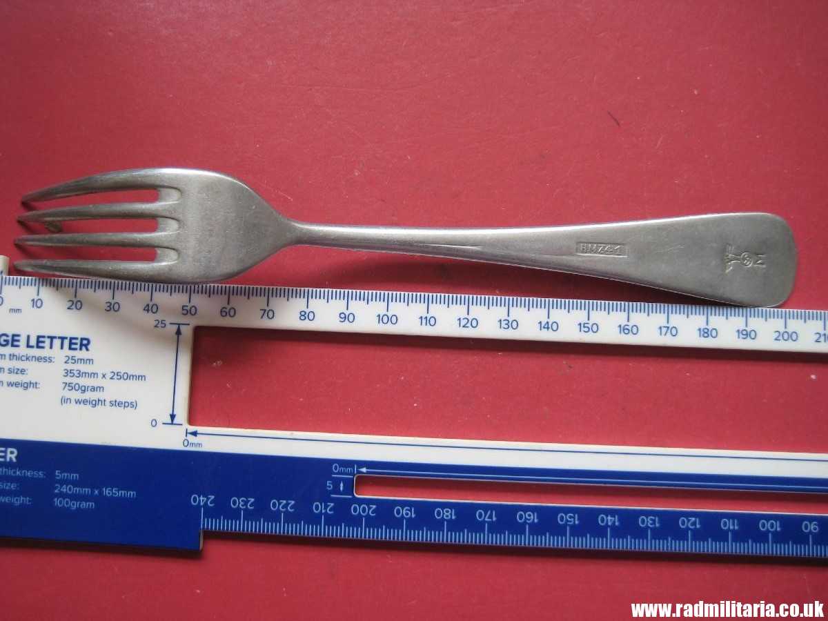 & WW2 original German KRIEGSMARINE FORK aluminum marked: "M" and "HMZ 41" 3rd REICH CUTLERY. - Image 18