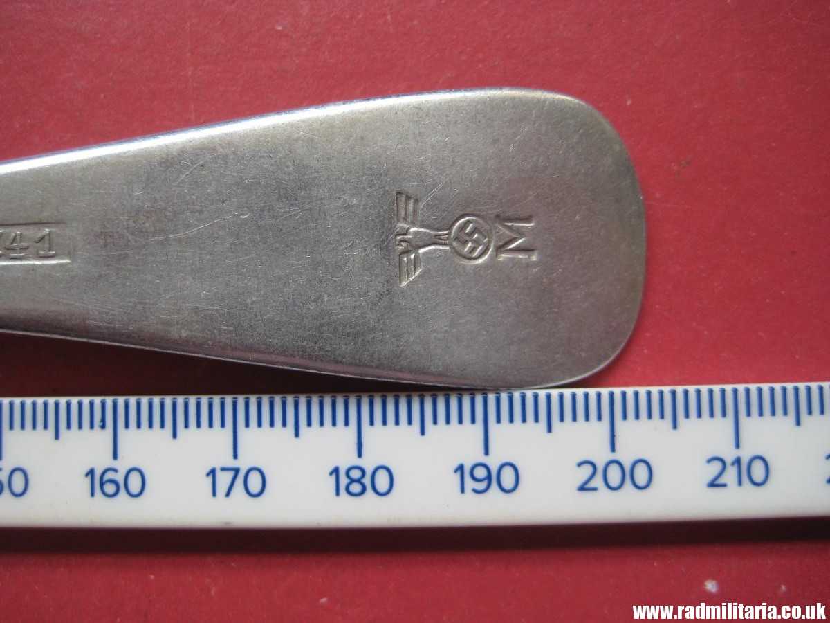 & WW2 original German KRIEGSMARINE FORK aluminum marked: "M" and "HMZ 41" 3rd REICH CUTLERY. - Image 19