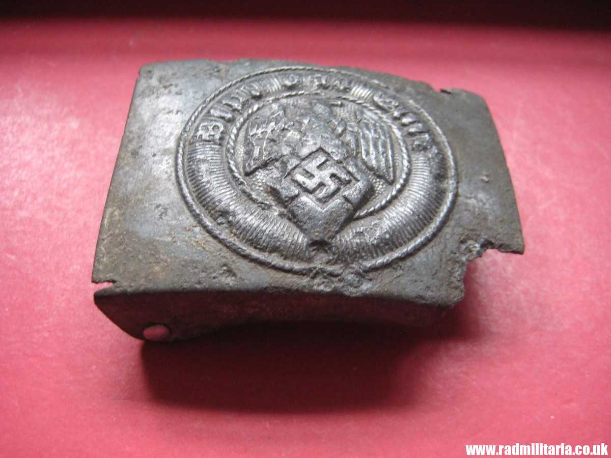 & WW2 original German Hitler Youth HJ BELT BUCKLE, marked: RZM M4/44. metal detecting find. - Image 7