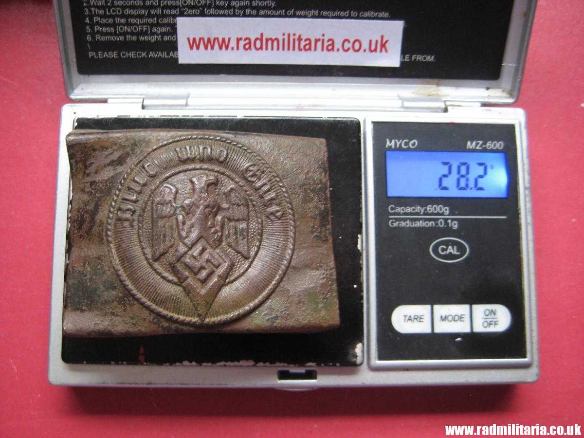 & WW2 original early HITLER YOUTH - HJ Belt BUCKLE white metal, marked: "A A&S O&C GES. GESCH." - Image 2