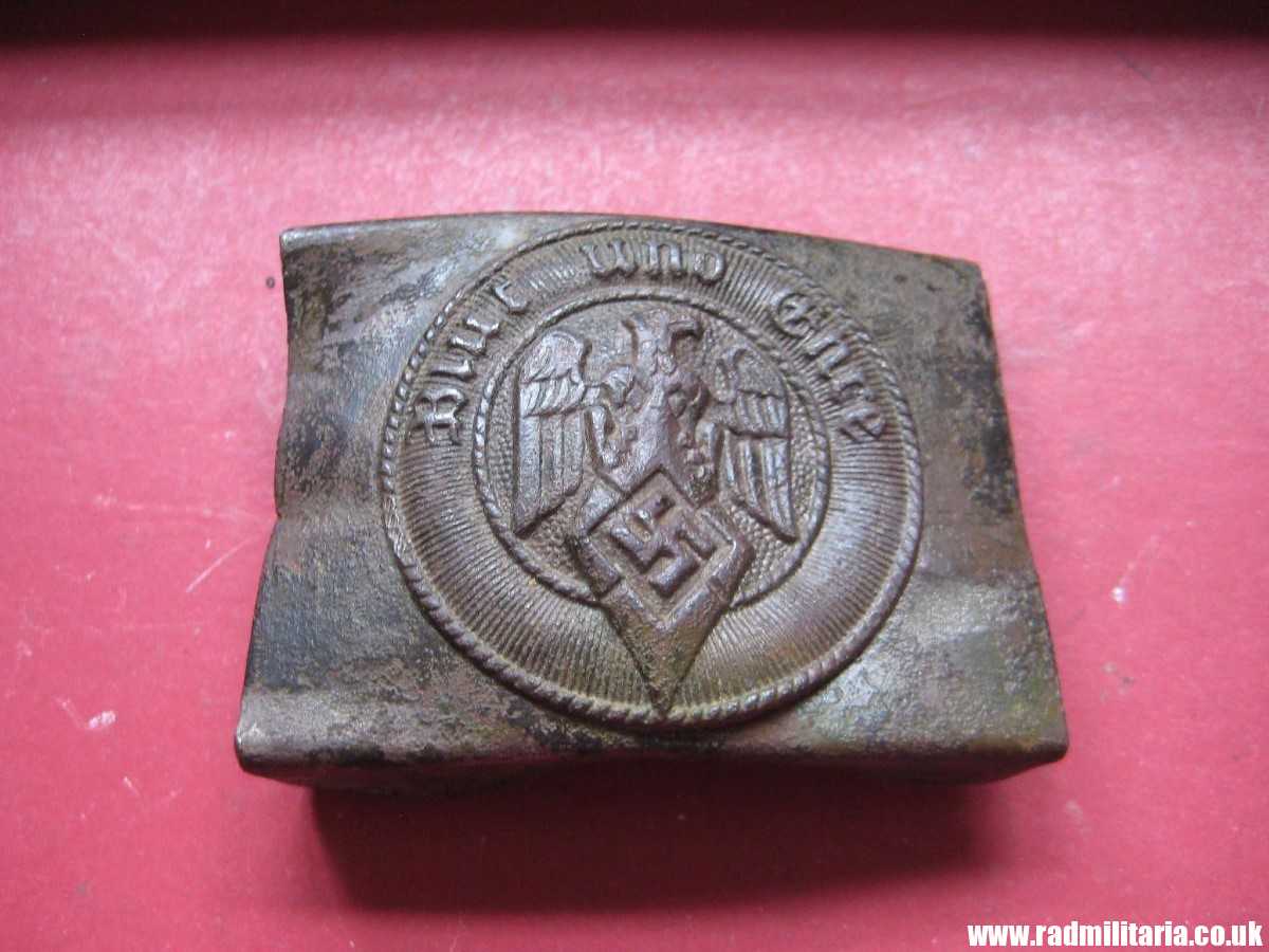 & WW2 original early HITLER YOUTH - HJ Belt BUCKLE white metal, marked: "A A&S O&C GES. GESCH." - Image 5
