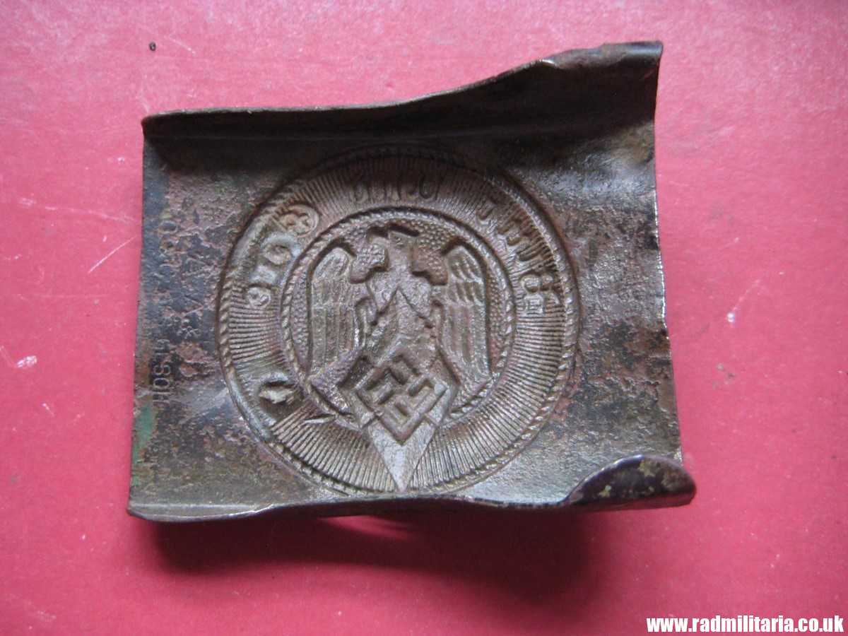 & WW2 original early HITLER YOUTH - HJ Belt BUCKLE white metal, marked: "A A&S O&C GES. GESCH." - Image 6