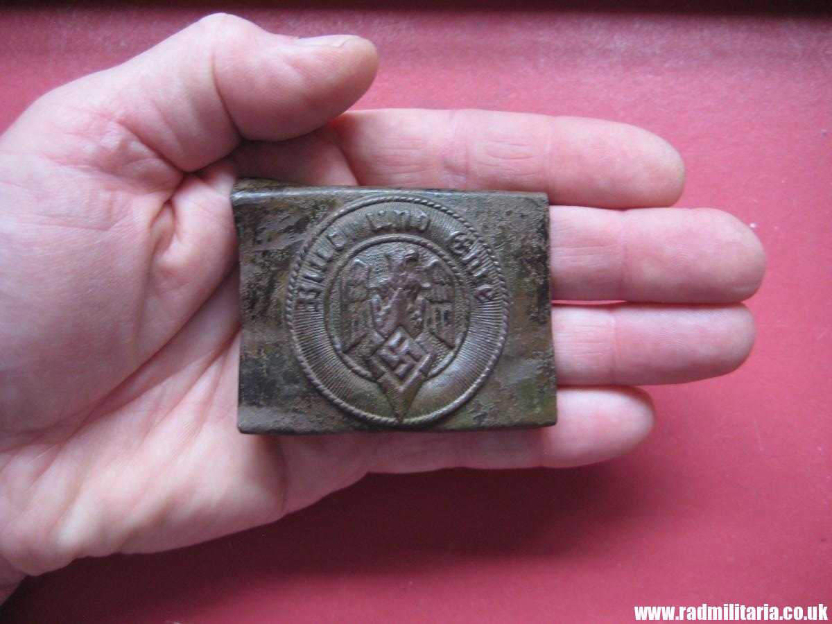 & WW2 original early HITLER YOUTH - HJ Belt BUCKLE white metal, marked: "A A&S O&C GES. GESCH." - Image 10
