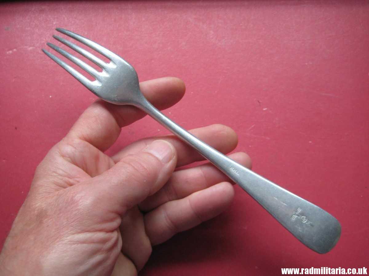 & WW2 German KRIEGSMARINE aluminum FORK marked: "M" and Eagle, 3rd REICH CUTLERY. - Image 2