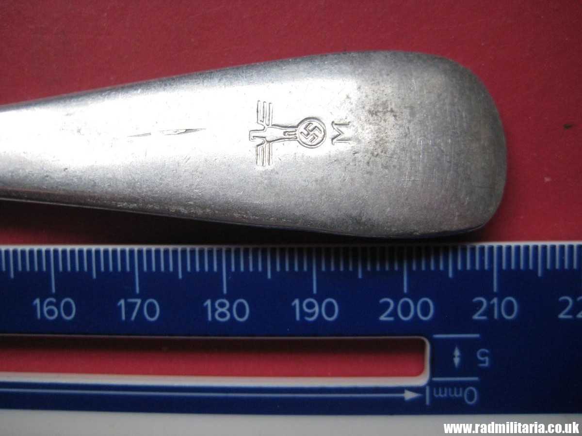& WW2 German KRIEGSMARINE aluminum FORK marked: "M" and Eagle, 3rd REICH CUTLERY. - Image 9