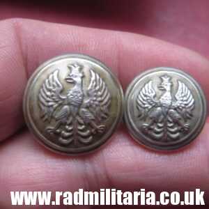 & SET of 2 WW2 genuine Polish Army BUTTONS with EAGLE maker: Henderson Jerusalem VERY RARE !!
