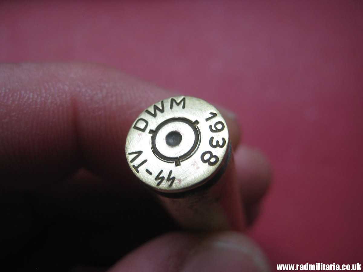 & WW2 original Mauser k98 BRASS EMPTY SHELL marking: DWM 1938 SS-TV. 100% genuine !! rare !!! - Image 6