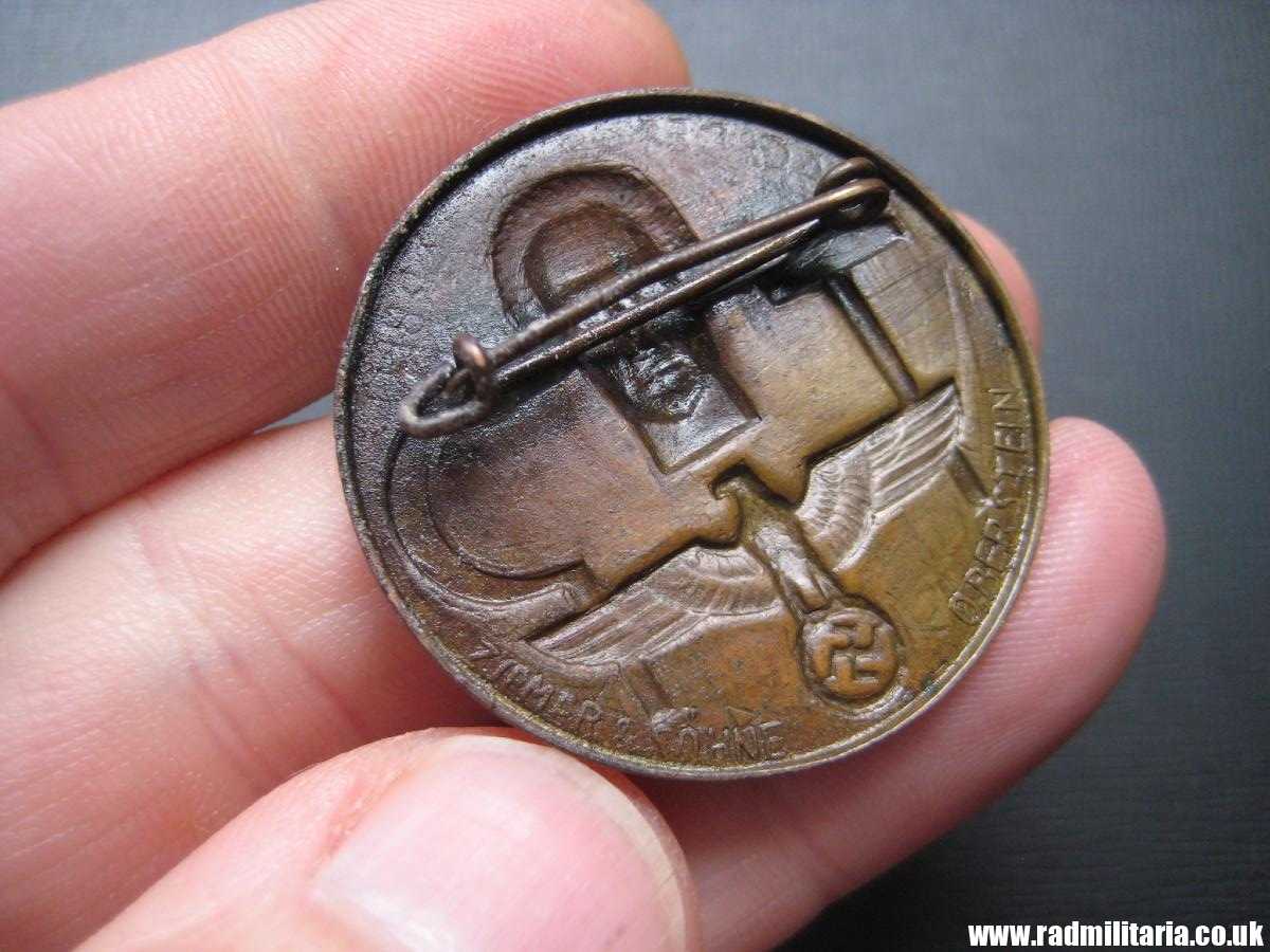 & pre WW2 original nazi GERMAN BADGE - Tag Der Arbeit 1934 with maker marks: "ZIEMER & SOHNE OBERSTEIN" - Image 4
