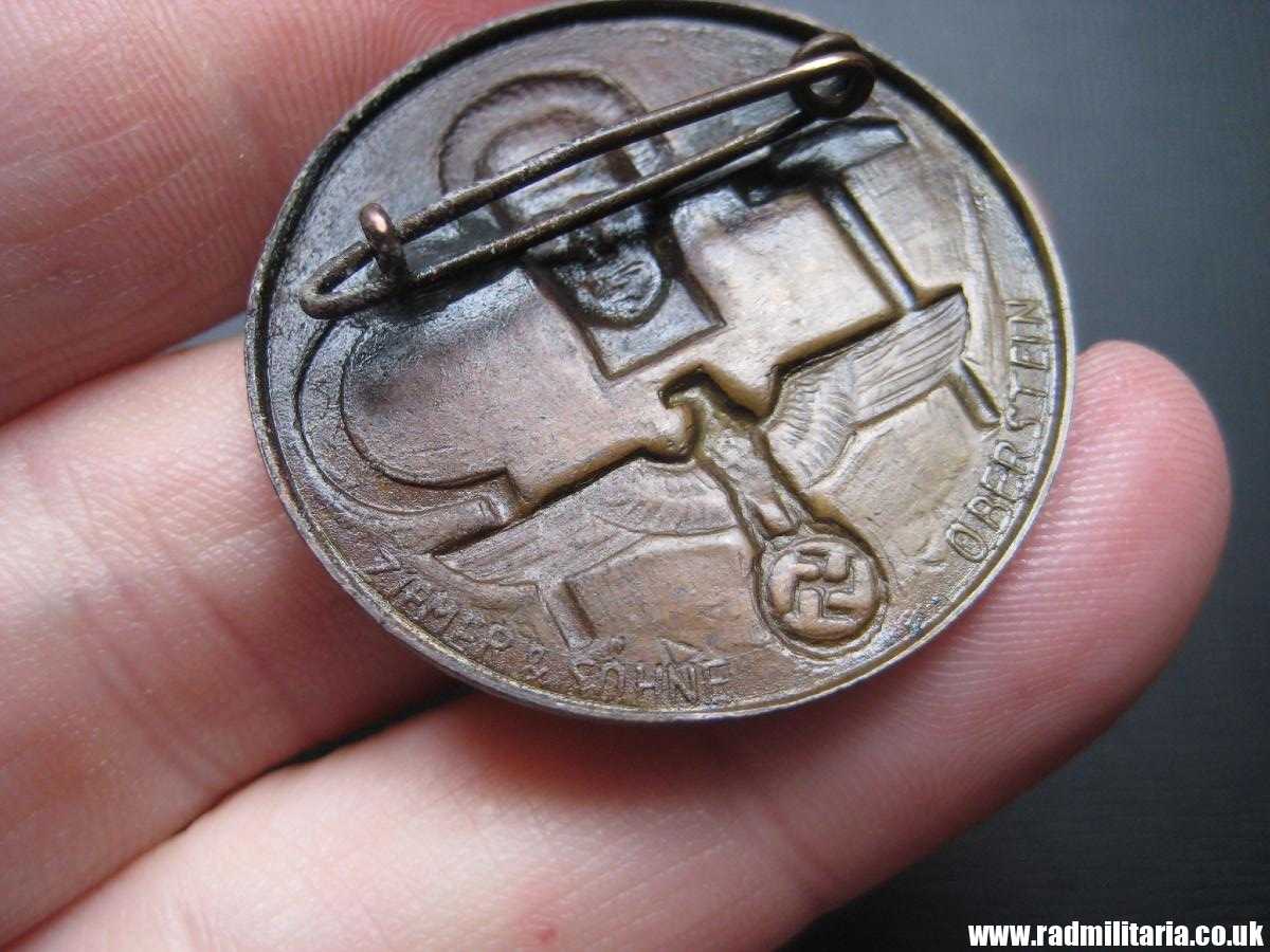 & pre WW2 original nazi GERMAN BADGE - Tag Der Arbeit 1934 with maker marks: "ZIEMER & SOHNE OBERSTEIN" - Image 5