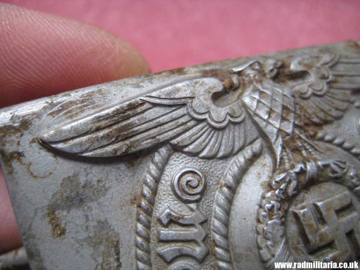 & WW2 Waffen SS aluminum BELT BUCKLE by Assmann: RZM 155/39 SS, metal detecting find, 100% genuine !! - Image 21