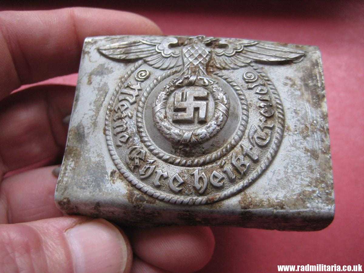 & WW2 Waffen SS aluminum BELT BUCKLE by Assmann: RZM 155/39 SS, metal detecting find, 100% genuine !! - Image 25