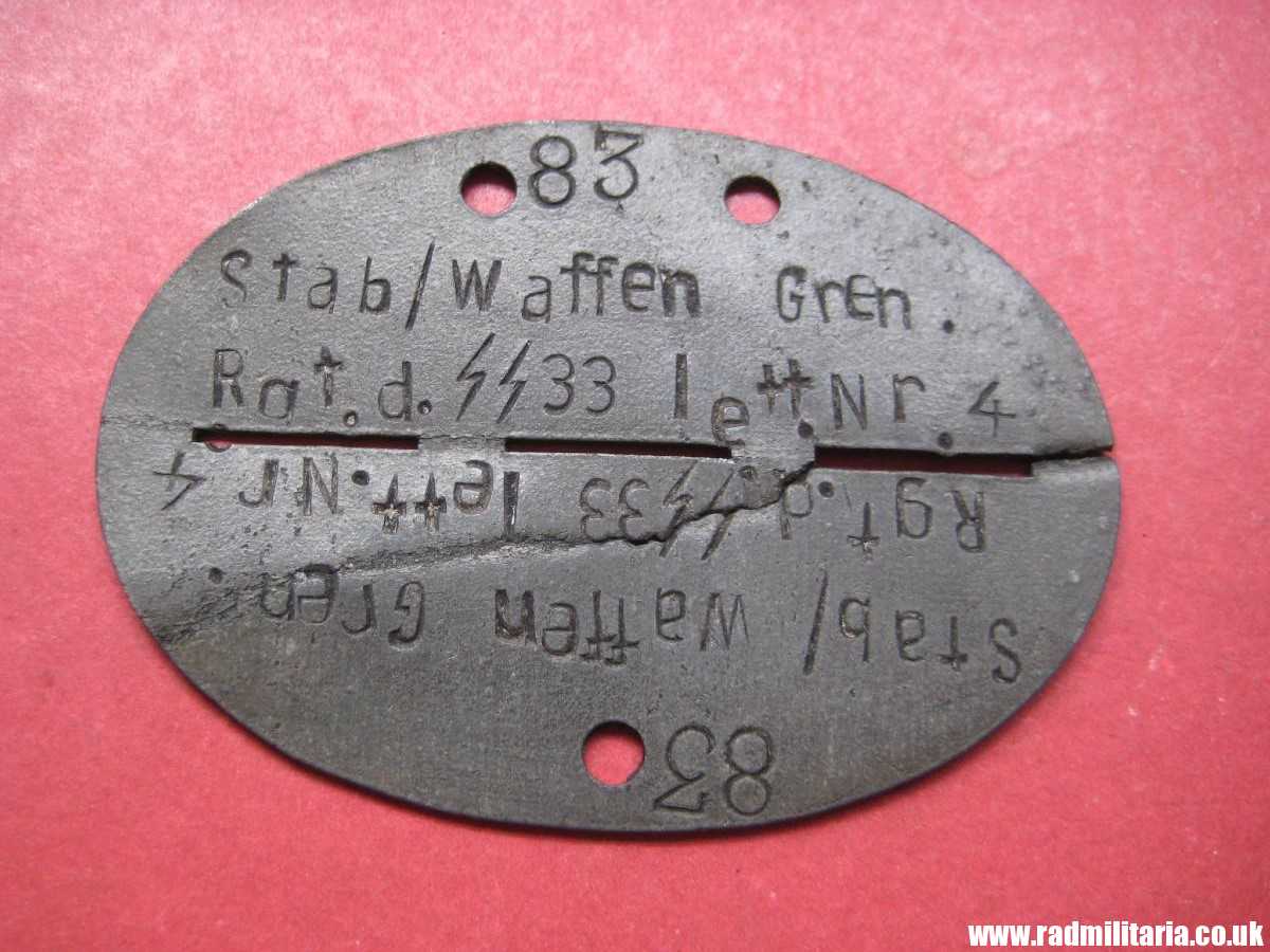 & WW2 original SS DOG TAG - ID Disc: LETTLAND: "Stab/Waffen Gren. Rgt. d. SS 33 Lett. Nr.4" 100% genuine - very RARE ! - Image 8