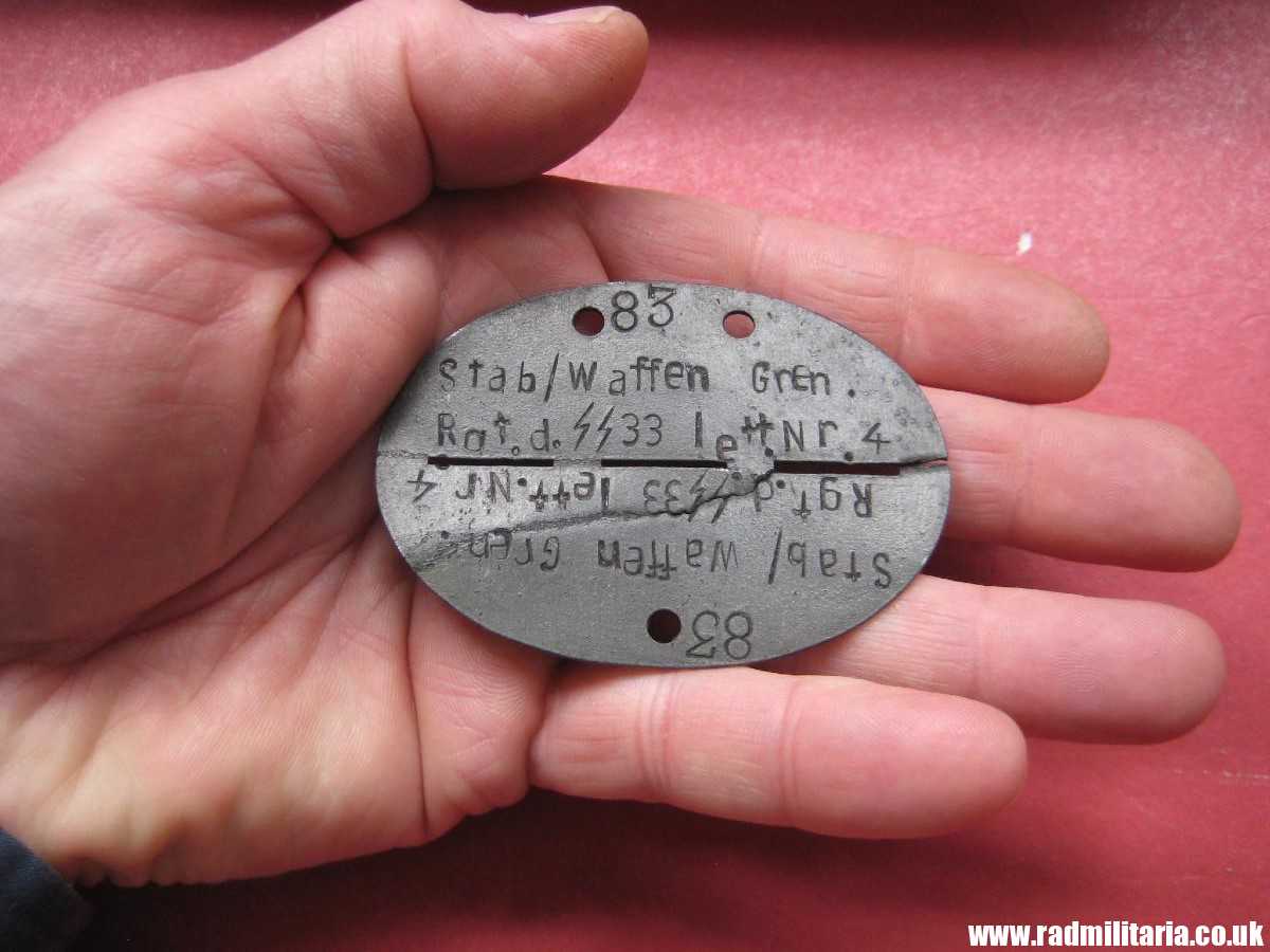 & WW2 original SS DOG TAG - ID Disc: LETTLAND: "Stab/Waffen Gren. Rgt. d. SS 33 Lett. Nr.4" 100% genuine - very RARE ! - Image 10