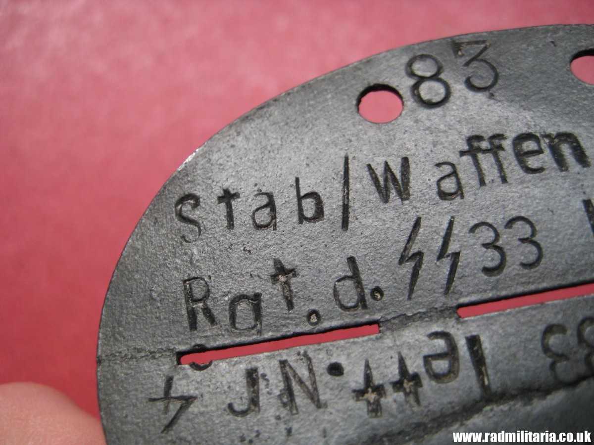 & WW2 original SS DOG TAG - ID Disc: LETTLAND: "Stab/Waffen Gren. Rgt. d. SS 33 Lett. Nr.4" 100% genuine - very RARE ! - Image 11