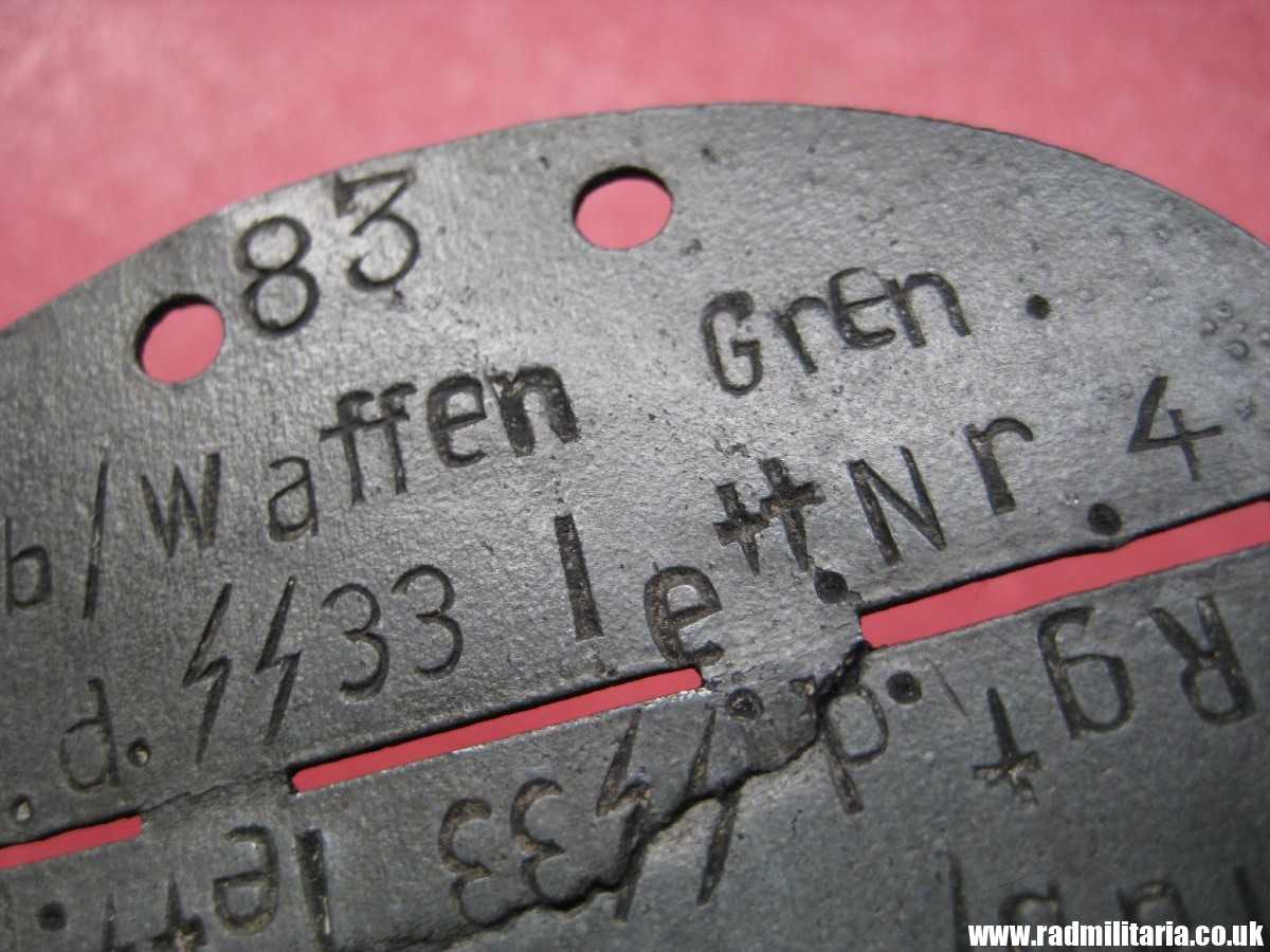 & WW2 original SS DOG TAG - ID Disc: LETTLAND: "Stab/Waffen Gren. Rgt. d. SS 33 Lett. Nr.4" 100% genuine - very RARE ! - Image 12