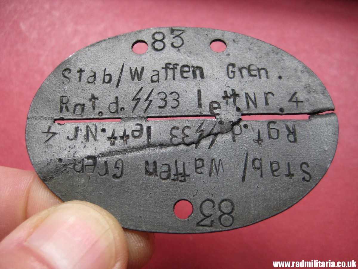 & WW2 original SS DOG TAG - ID Disc: LETTLAND: "Stab/Waffen Gren. Rgt. d. SS 33 Lett. Nr.4" 100% genuine - very RARE ! - Image 15