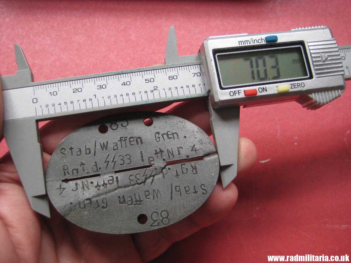 & WW2 original SS DOG TAG - ID Disc: LETTLAND: "Stab/Waffen Gren. Rgt. d. SS 33 Lett. Nr.4" 100% genuine - very RARE ! - Image 17