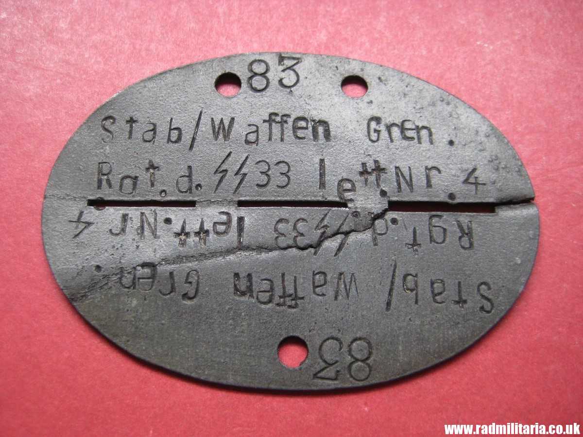 & WW2 original SS DOG TAG - ID Disc: LETTLAND: "Stab/Waffen Gren. Rgt. d. SS 33 Lett. Nr.4" 100% genuine - very RARE ! - Image 19