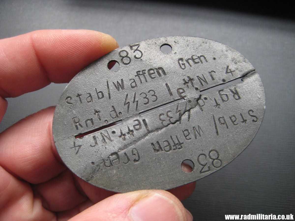 & WW2 original SS DOG TAG - ID Disc: LETTLAND: "Stab/Waffen Gren. Rgt. d. SS 33 Lett. Nr.4" 100% genuine - very RARE ! - Image 23