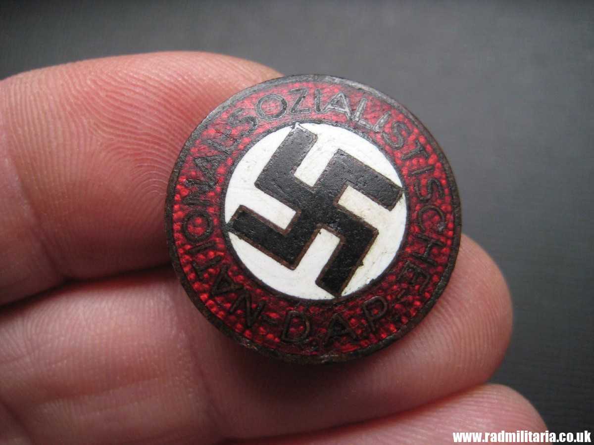 & WW2 original German NSDAP enamel membership BADGE marked: RZM M1/128, metal detecting find. - Image 11