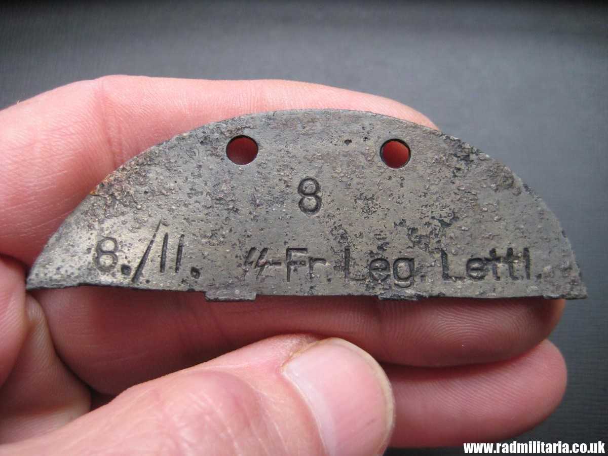 & WW2 original SS DOG TAG ID Disc: "LETTLAND" Div: 8 8./II. SS-Fr. Leg. Lettl. - genuine - Image 4