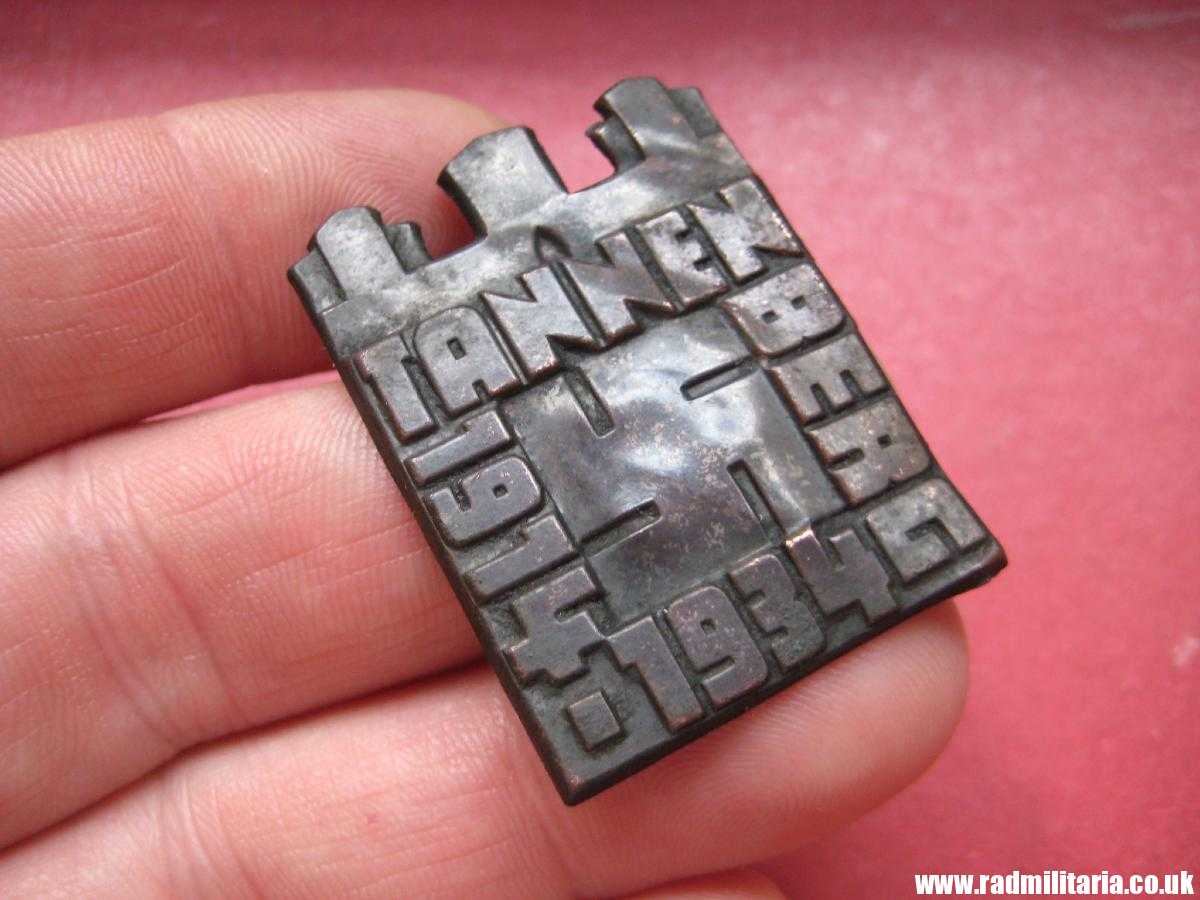 & WW2 German Commemorative TINNIE BADGE - TANNENBERG 1914-1934, metal detecting find.
