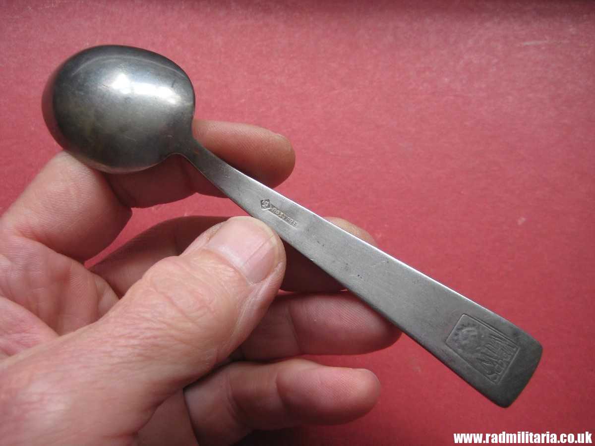 & WW2 German TEA SPOON with swastika, maker: HMZ Rostfrei - LEITZ M.D.A Sch.d.A. good condition, rare !!! - Image 4