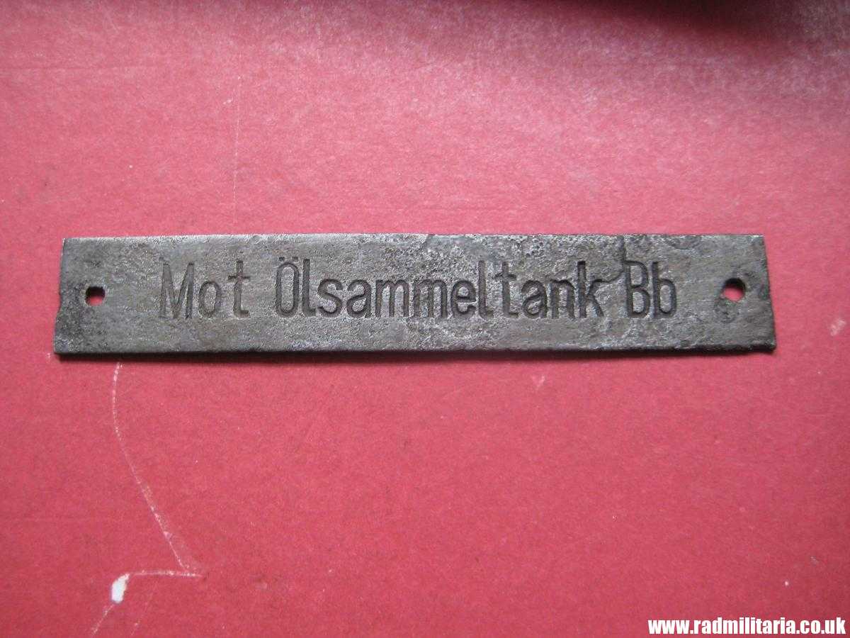 & original WW2 German Navy KRIEGSMARINE U-Boat data METAL PLATE: "Mot Olsammeltank Bd" - metal detecting find. - Image 8