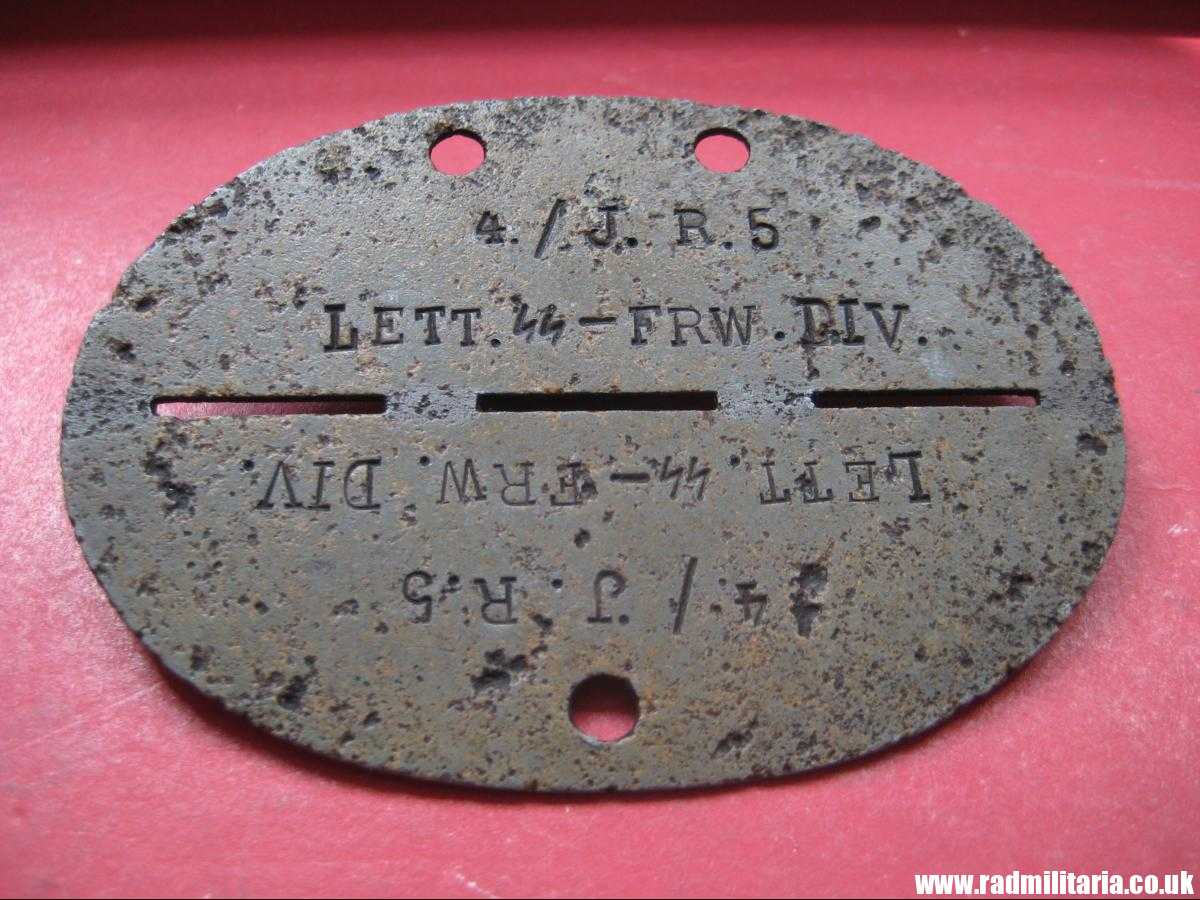 & WW2 original SS DOG TAG - ID Disc: LETTLAND: "4./J.R.5 LETT.SS - FRW.DIV." 100% genuine - very RARE ! - Image 20