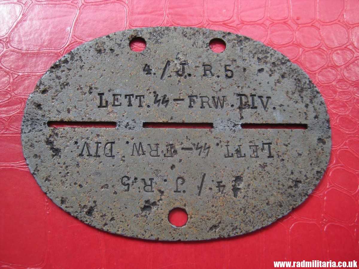 & WW2 original SS DOG TAG - ID Disc: LETTLAND: "4./J.R.5 LETT.SS - FRW.DIV." 100% genuine - very RARE ! - Image 10