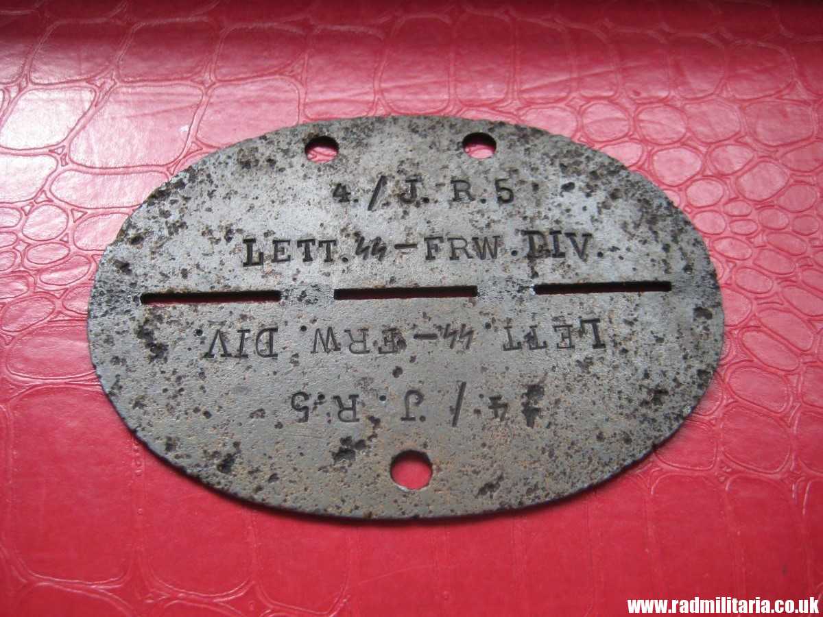 & WW2 original SS DOG TAG - ID Disc: LETTLAND: "4./J.R.5 LETT.SS - FRW.DIV." 100% genuine - very RARE ! - Image 11