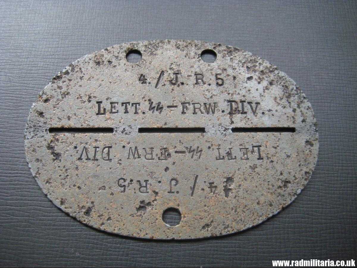& WW2 original SS DOG TAG - ID Disc: LETTLAND: "4./J.R.5 LETT.SS - FRW.DIV." 100% genuine - very RARE ! - Image 16