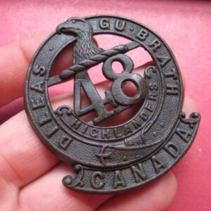 & WW1 original CAP BADGE CANADA 15th Bn (48th Highlanders) CEF WW1 Glengarry badge, metal detecting find.