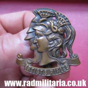 & WW1 original British CAP BADGE - 28th County of London REGIMENT Artists Rifles.