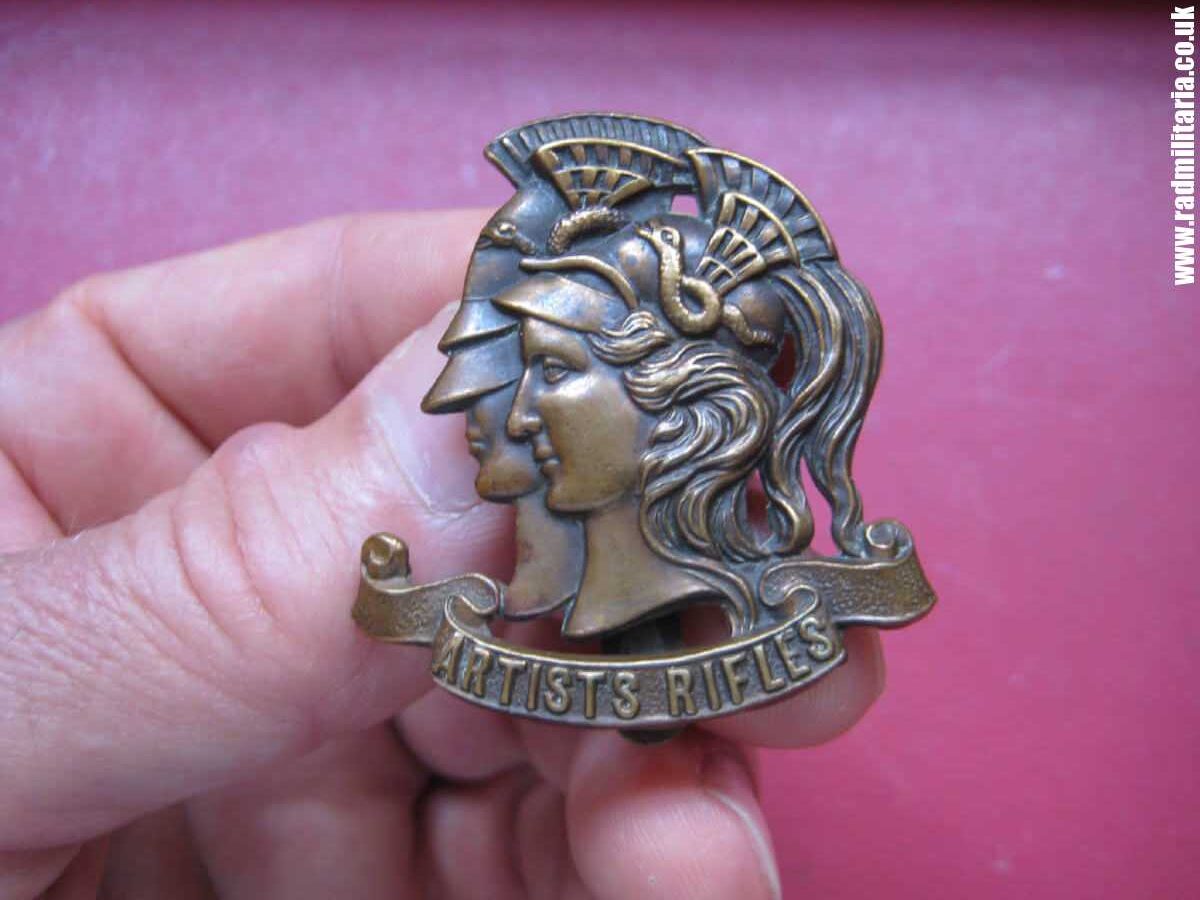 & WW1 original British CAP BADGE - 28th County of London REGIMENT Artists Rifles. - Image 11
