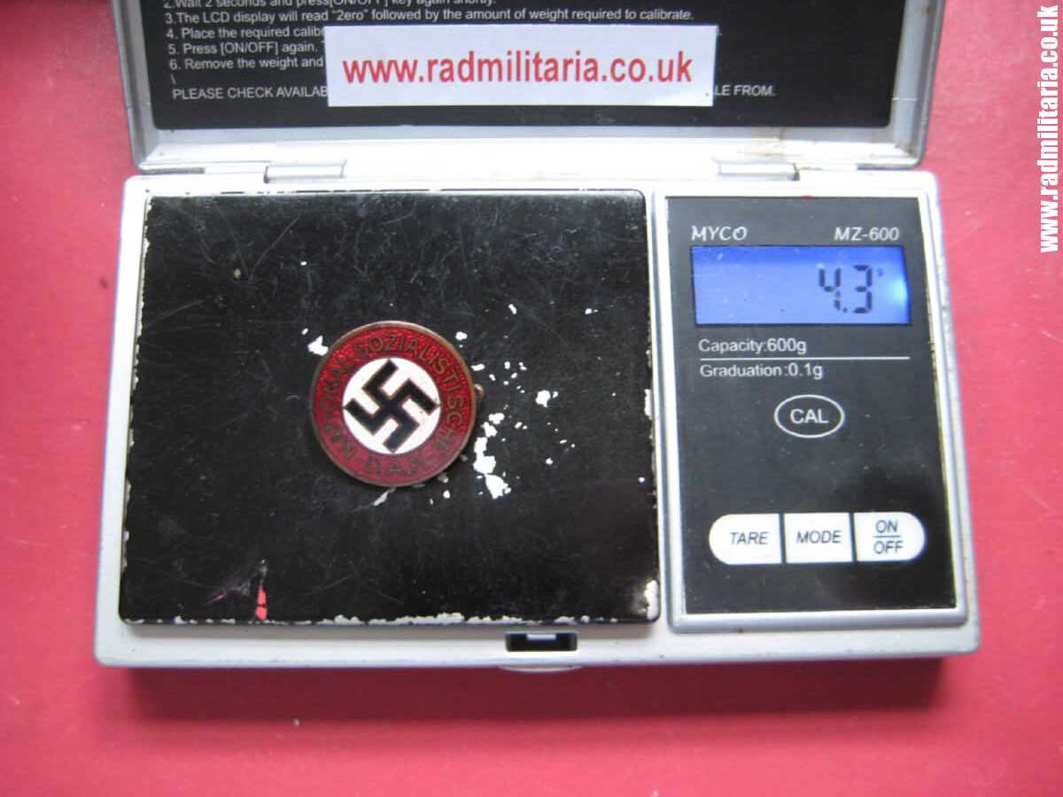 & WW2 original German NSDAP enamel membership BADGE marked: RZM 31 GES. GESCH. good condition. - Image 5