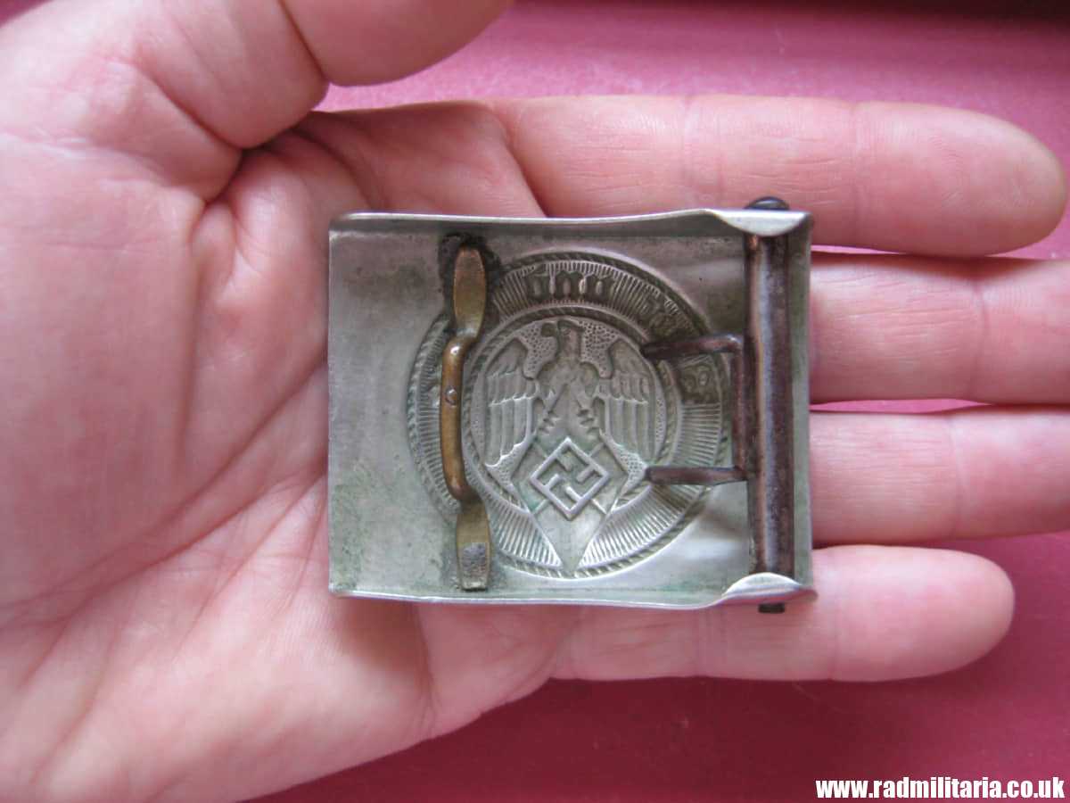 & WW2 original early HITLER YOUTH - HJ BELT BUCKLE made of white metal no maker marks. - Image 7