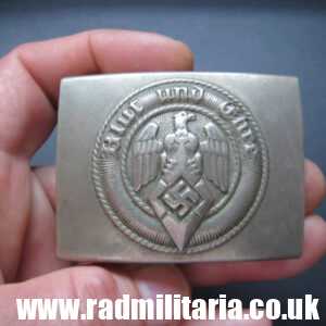 & WW2 original early HITLER YOUTH - HJ BELT BUCKLE made of white metal no maker marks.