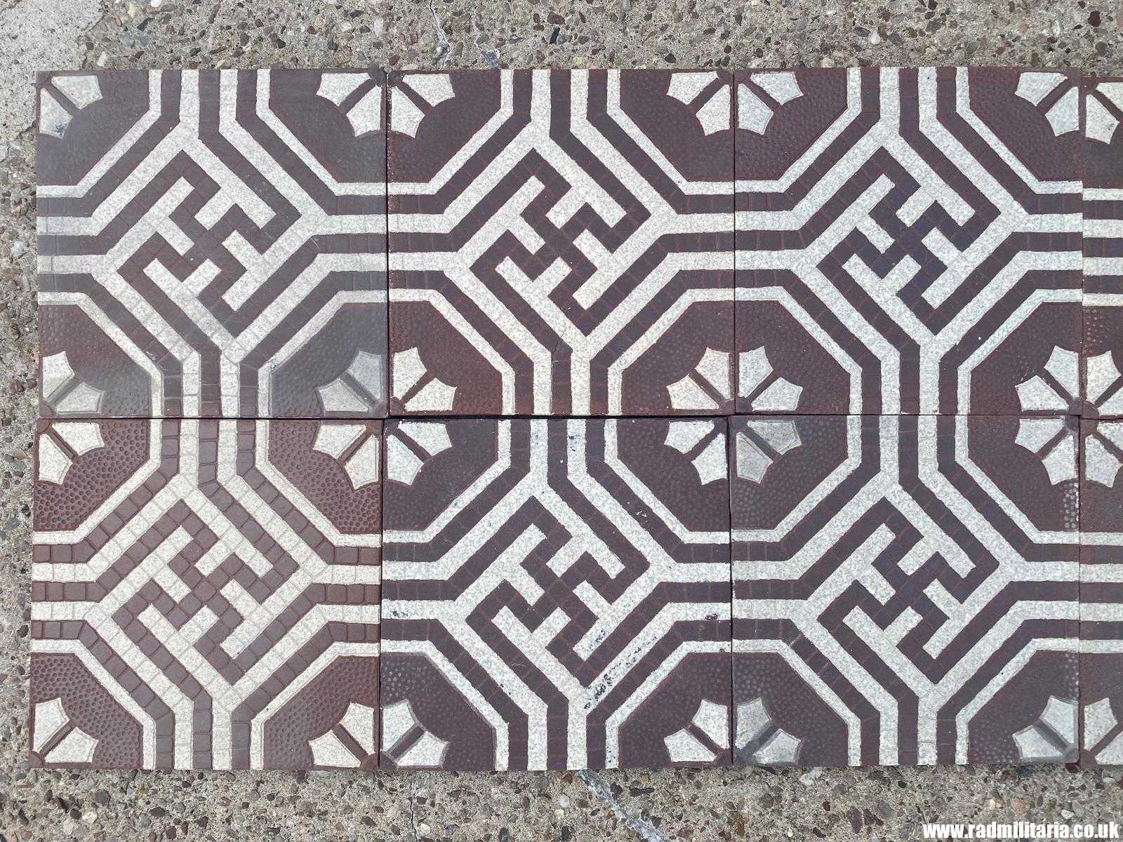 & original old German FLOOR TILES with swastica - SET of 12, maker: Villeroy & Boch Mettlach rare ! - Image 3