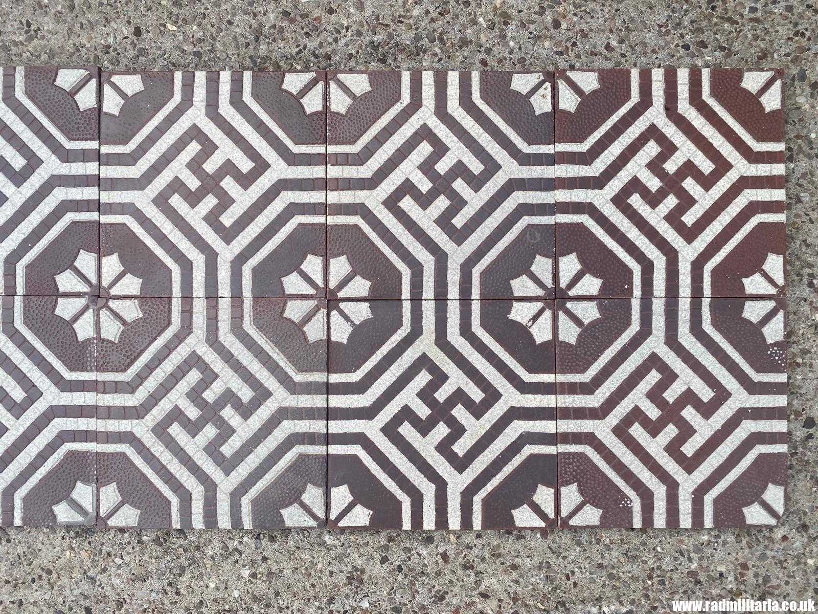 & original old German FLOOR TILES with swastica - SET of 12, maker: Villeroy & Boch Mettlach rare ! - Image 5