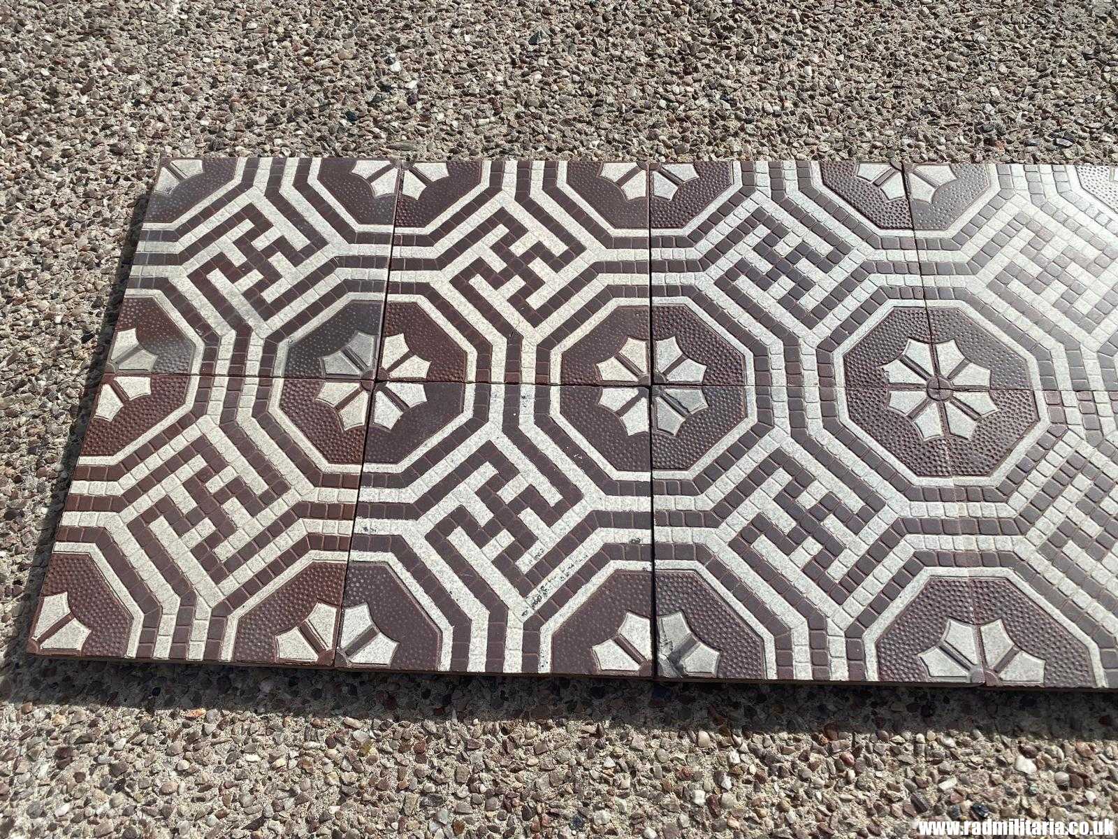 & original old German FLOOR TILES with swastica - SET of 12, maker: Villeroy & Boch Mettlach rare ! - Image 6