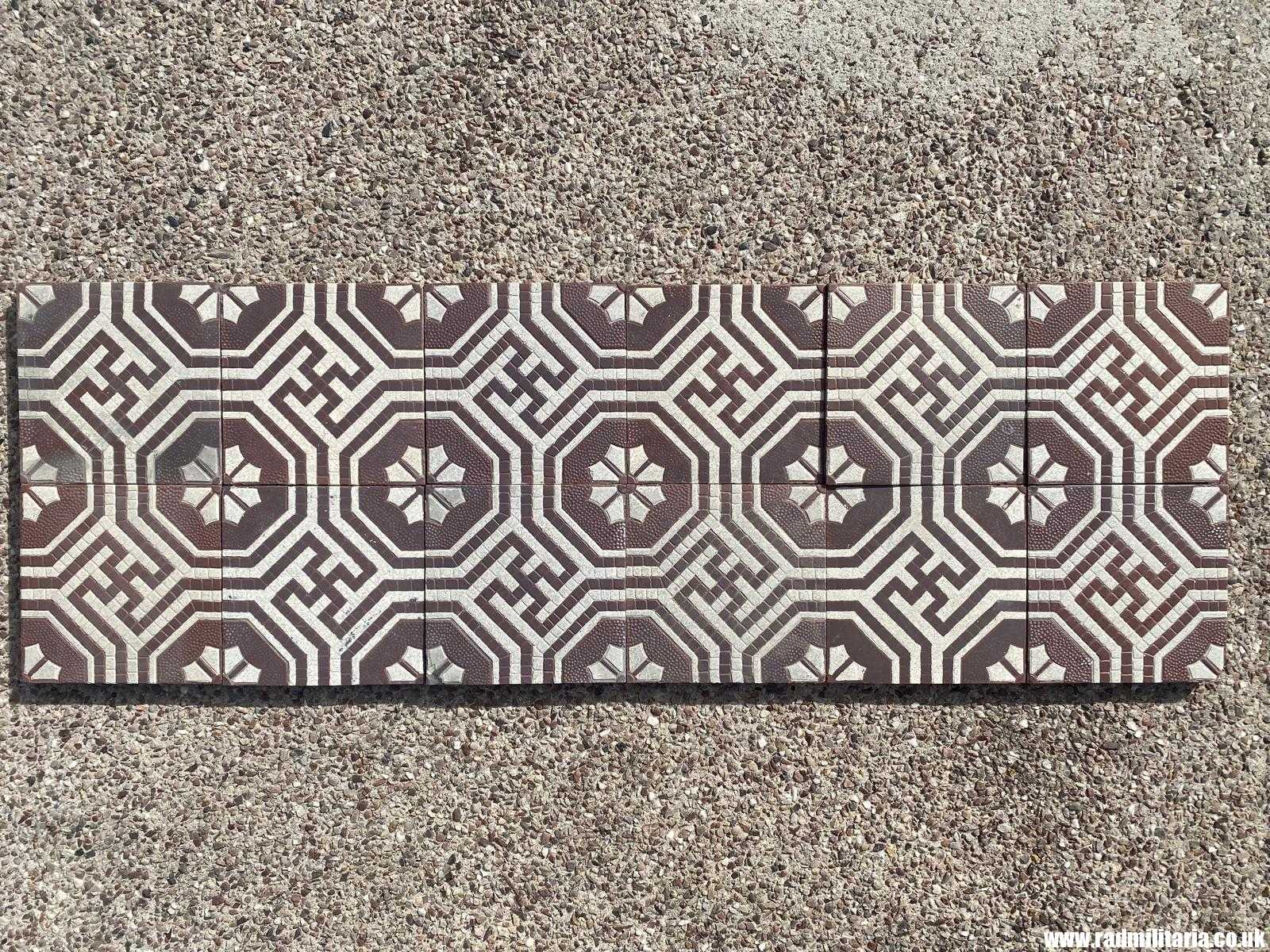 & original old German FLOOR TILES with swastica - SET of 12, maker: Villeroy & Boch Mettlach rare ! - Image 8